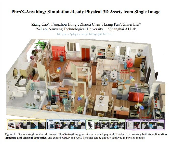 PhysX-Anything生成的3D资产示例 南洋理工与上海AI Lab开源PhysX-Anything 单图生成仿真级3D物理资产